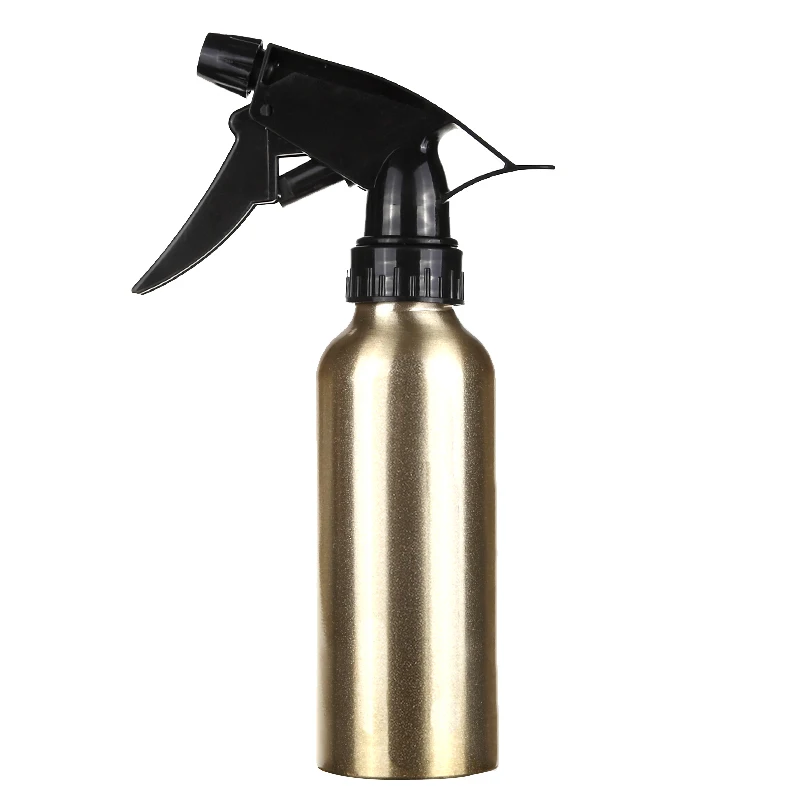 

200ml Gold Aluminum Water Spray Bottle Hair Salon Pro Hairdressing Sprayer Black Pump Atomizer Refillable Bottle Barber Styling