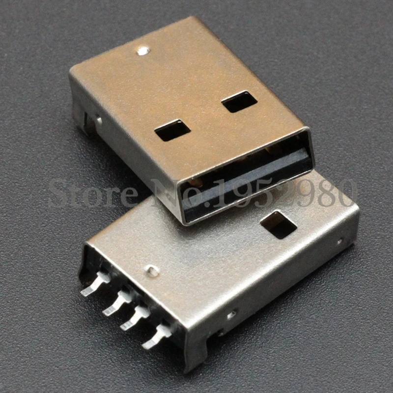 10 шт. USB 2 0 разъем штекер AM 180 градусов 4 контакта офсетный черный пластик для