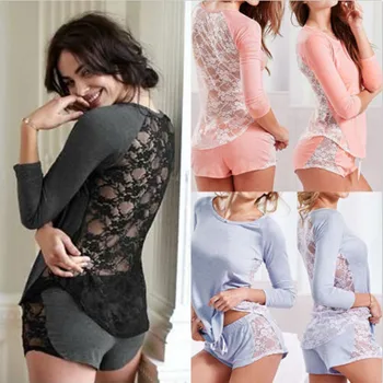 

Fashion Women's Cotton Lace Sleepwear Nightwear Pajamas Set Homewear Pajama Set Outfits Clothes