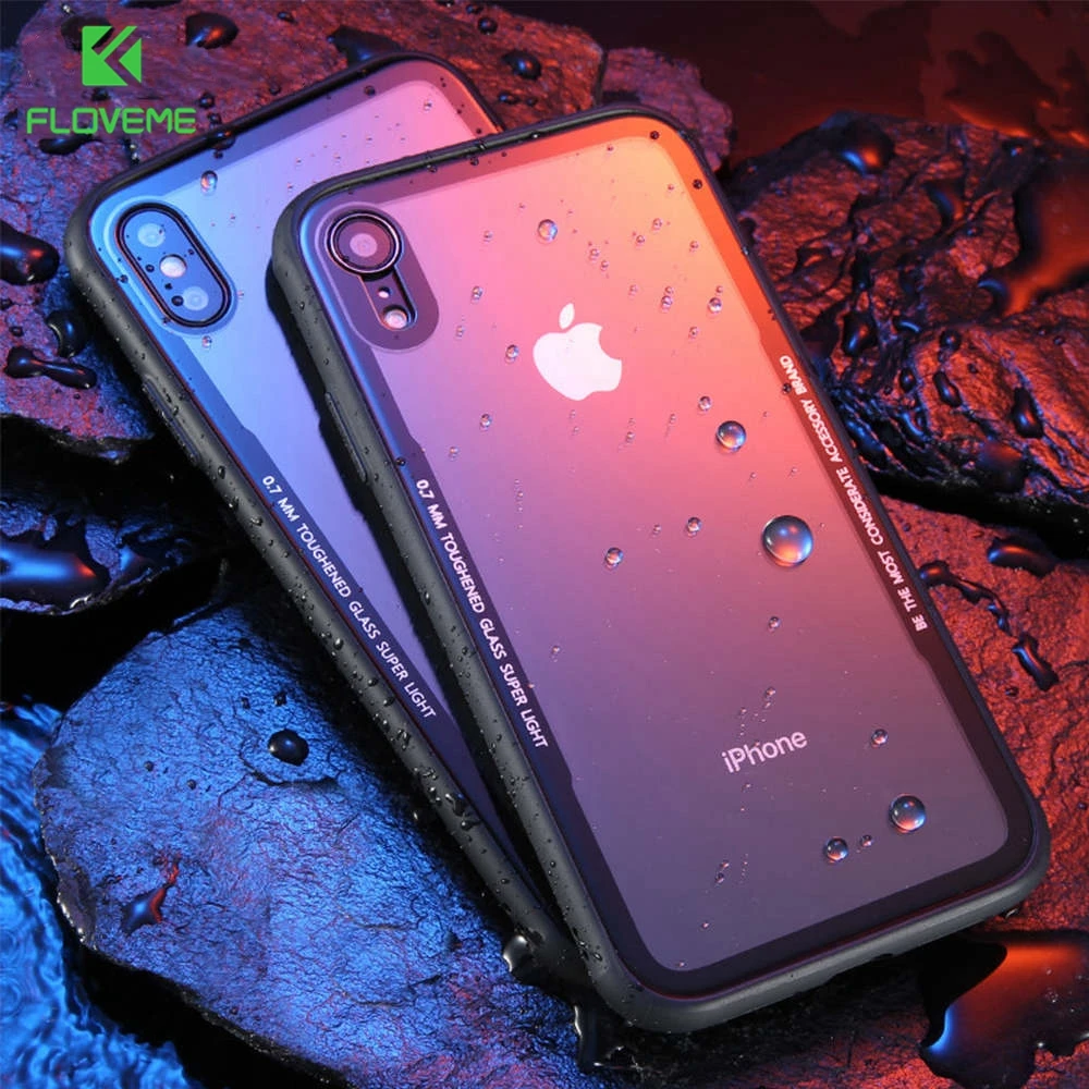 FLOVEME чехол на айфон 7 6 s 8 закаленное стекло для iPhone X XR XS Max S Plus Прозрачный