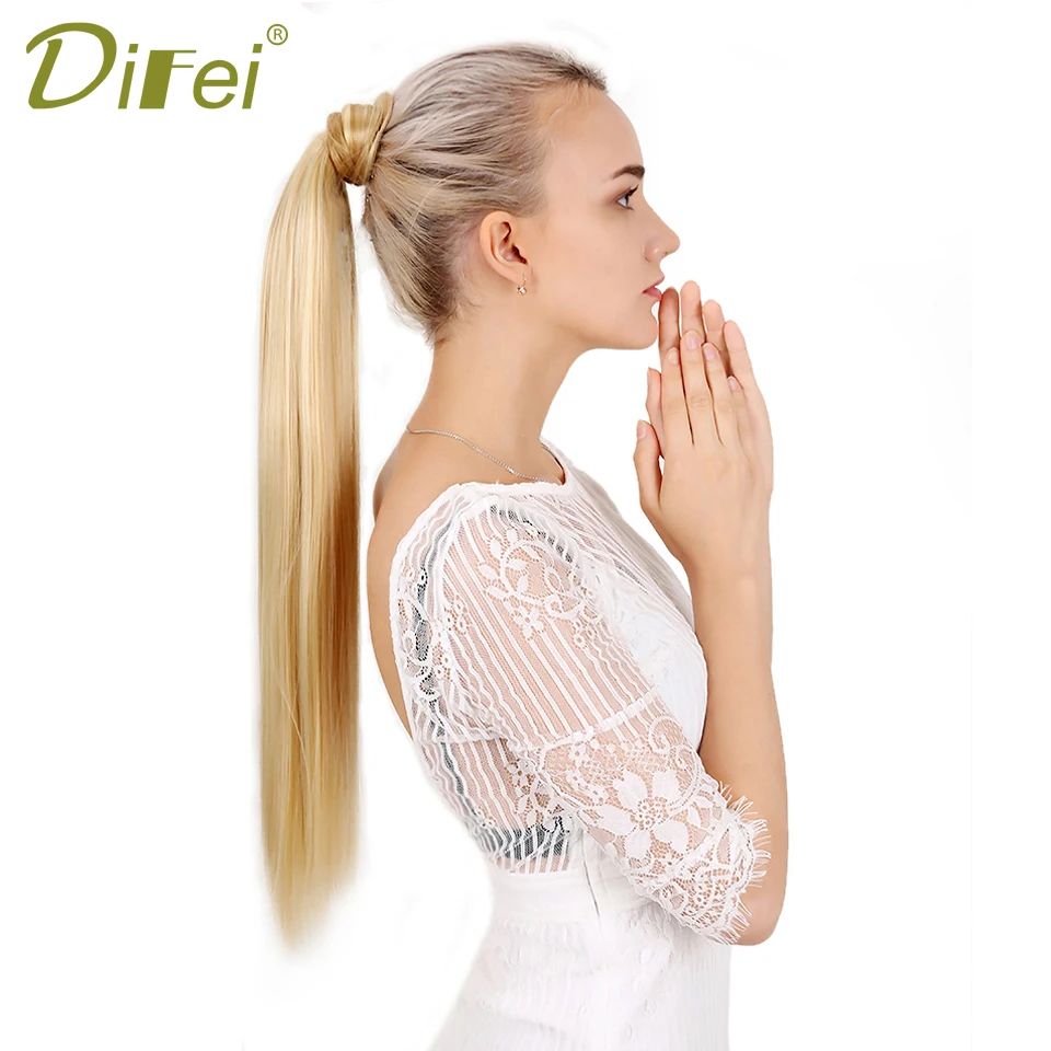 Шелковистые прямые волосы высокого температурного волокна конский хвост шиньон с заколками синтетические волосы конский хвост наращивание волос DIFEI