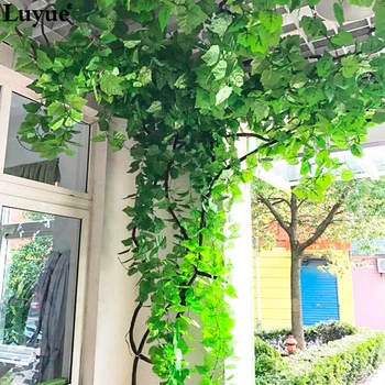 

Luyue 230CM 7.5 ft Long Artificial Plants Green Ivy Leaves Artificial Grape Vine Fake Foliage Leaves Home Wedding Decorati