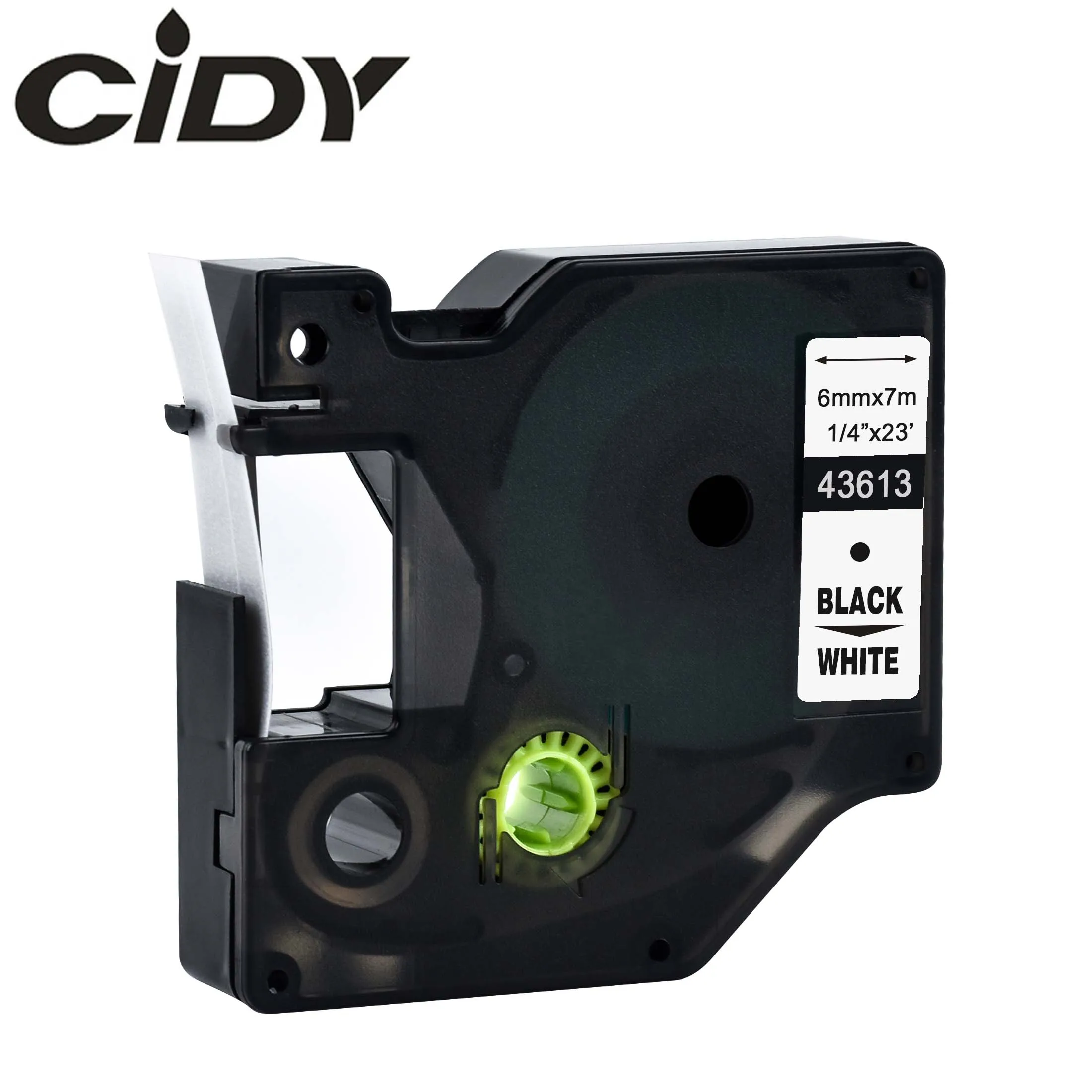 Этикетка CIDY 1 шт. совместимый с dymo D1 6 мм лента для маркировки 43613 43610 43618 черного цвета на белом ленты с лейблом для маркировочный принтер Dymo 160 280 210 - Цвет: black on white