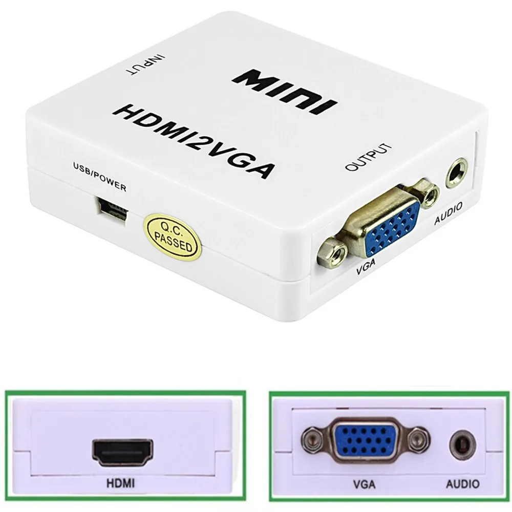 

MINI HDMI To VGA Converter Box Adapter HD1080P HDMI2VGA With Audio Power For Xbox DVD PS3 Projector Converter Box