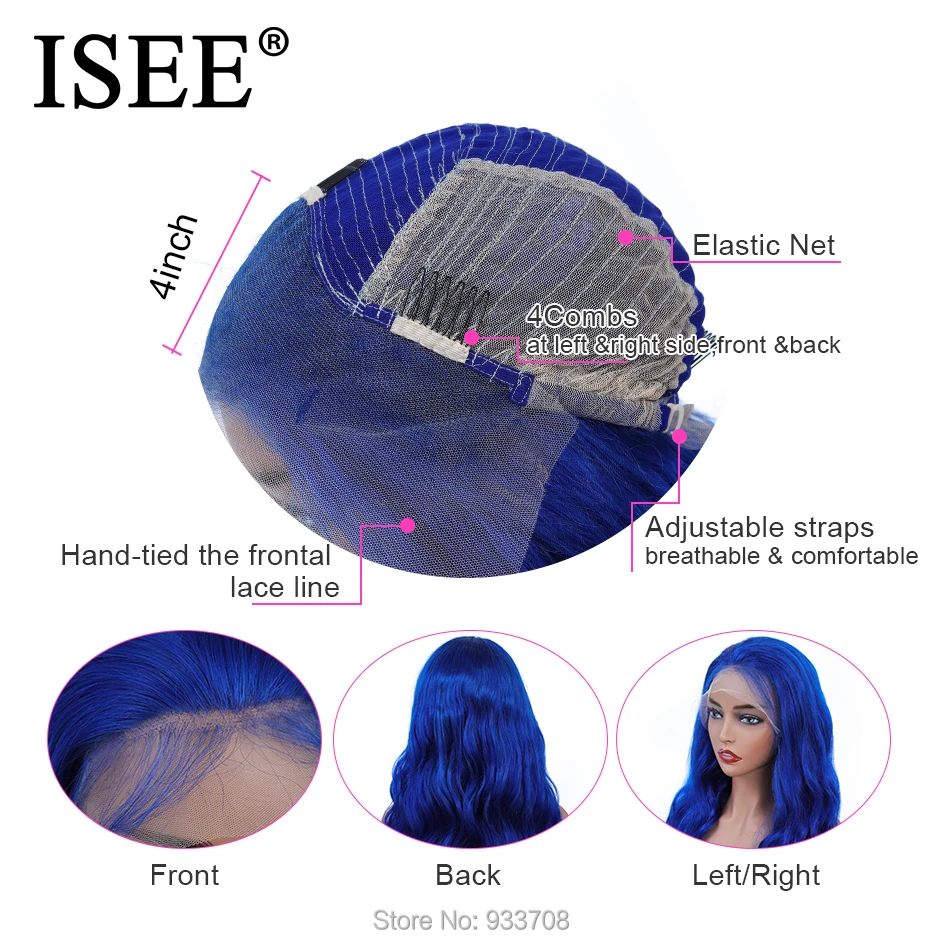 Malaysian Remy Blue Body Wave Lace Front Wig With Baby Hair 150%Density Pink ISEE HAIR Wig 613 Blonde Lace Front Human Hair Wigs