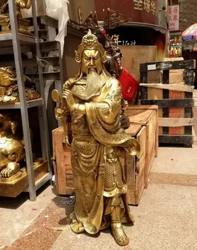 

39 Chinese Brass Copper Dragon Sword Warrior Guan Gong Guan Yu Buddha God Statue