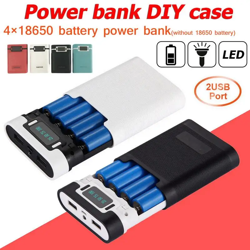 

High Quality Battery Black Case Welding-free Digital Display 4*18650 Charger Portable Power Source Anti-reverse Charging