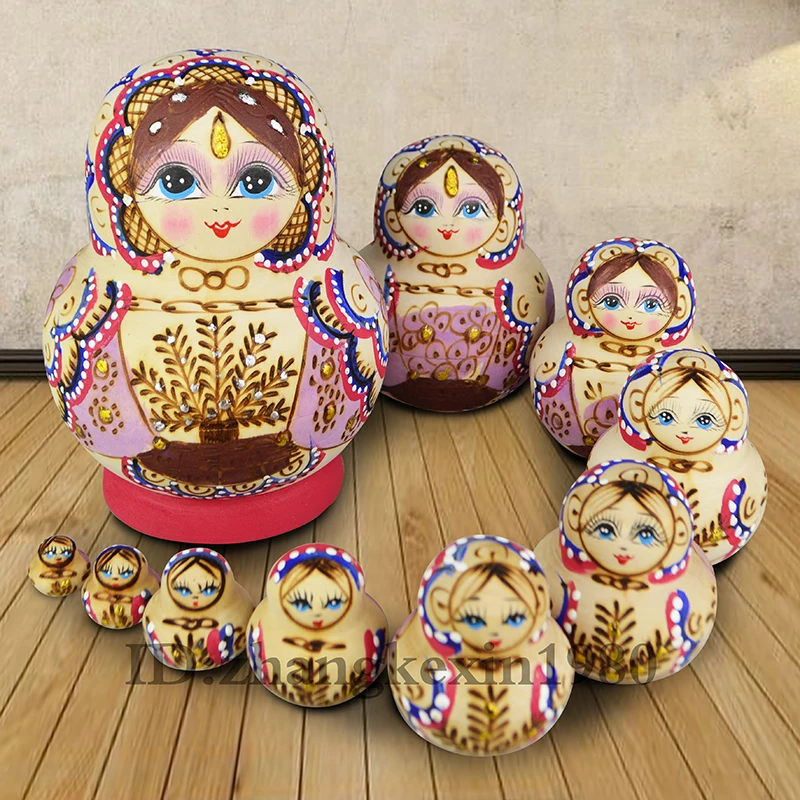 Матрёшка 10 шт./компл. 15 см ручная роспись по дереву подарок на день рождения