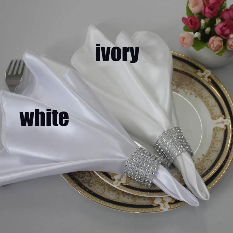 

Dearest 50pcs 19*19inch Square Satin Napkins Solid Handkerchief for Wedding Party Hotel Restaurant Table Decors