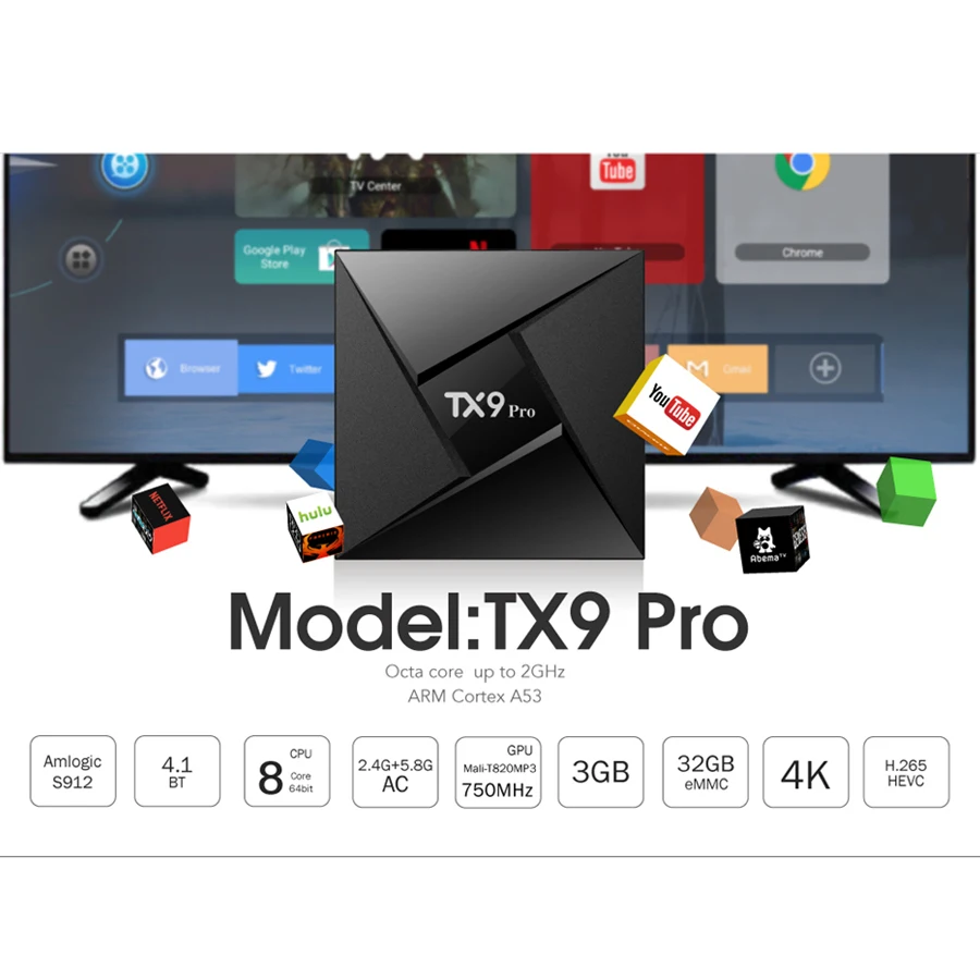  3GB 32GB Android Tv Box TX9 Pro Amlogic S912 Android 7.1 Smart Tv Octa Core 2.4G&5.8G WiFi Bluetoot