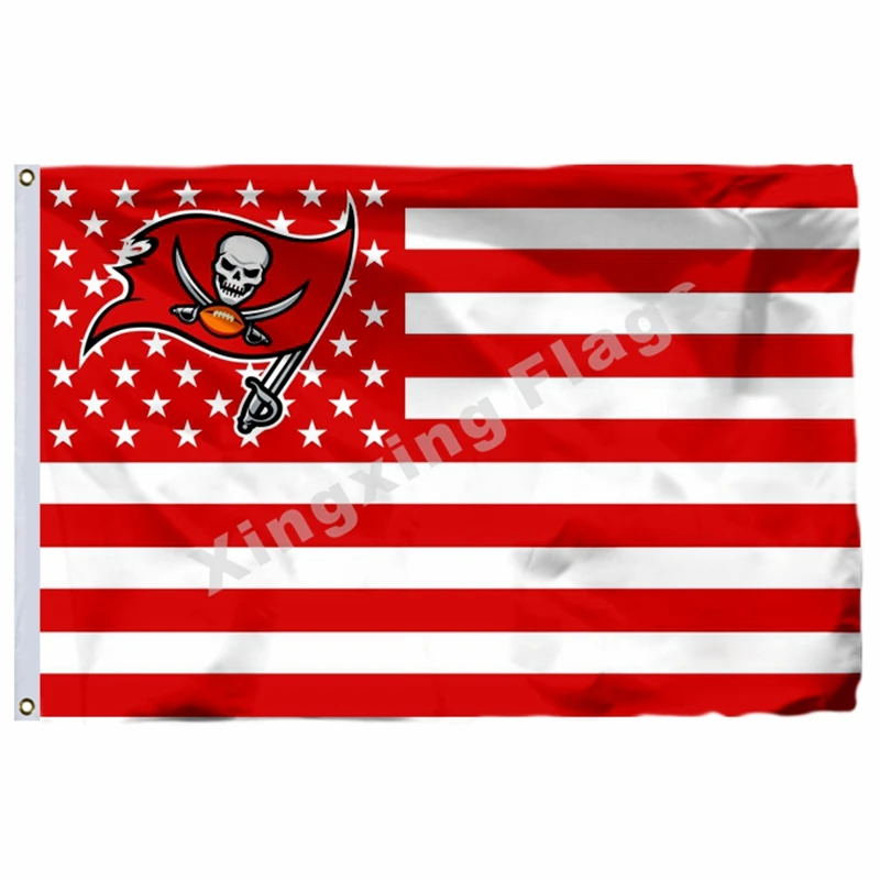 Tampa Bay Buccaneers With Modified US Flag 3ft X 5ft Polyester NFL1 Banner Flying Size No.4 90
