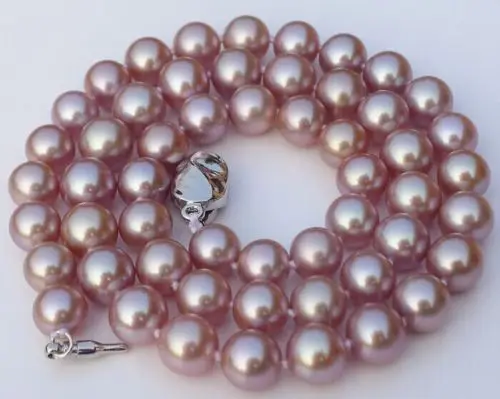 

FREE SHIPPING HOT sell new Style >>>>elegant 9-10MM south sea natural round lavender pearl necklace 18inch
