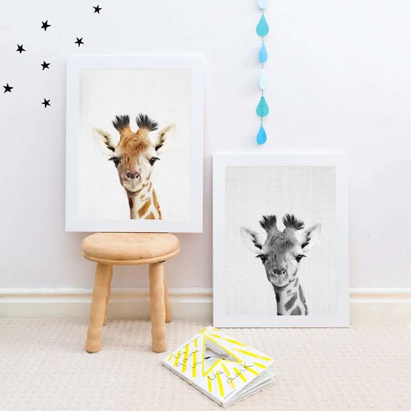 Safari Giraffe Canvas Prints Painting Baby Room Decoration