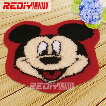 

Latch Hook Rug Kit Acrylic Yarn Embroidery Cushion DIY Carpet Rug Smile Mickey Pre-Printed Canvas Wall Tapestry Home Decor Gifts