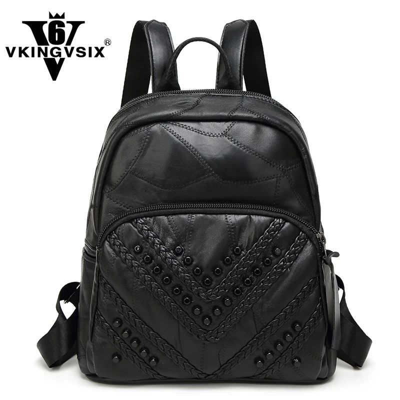 

Black PU leather backpack women Casual Style school bag for girls spring student bag mochila ladies women backpack female bolso