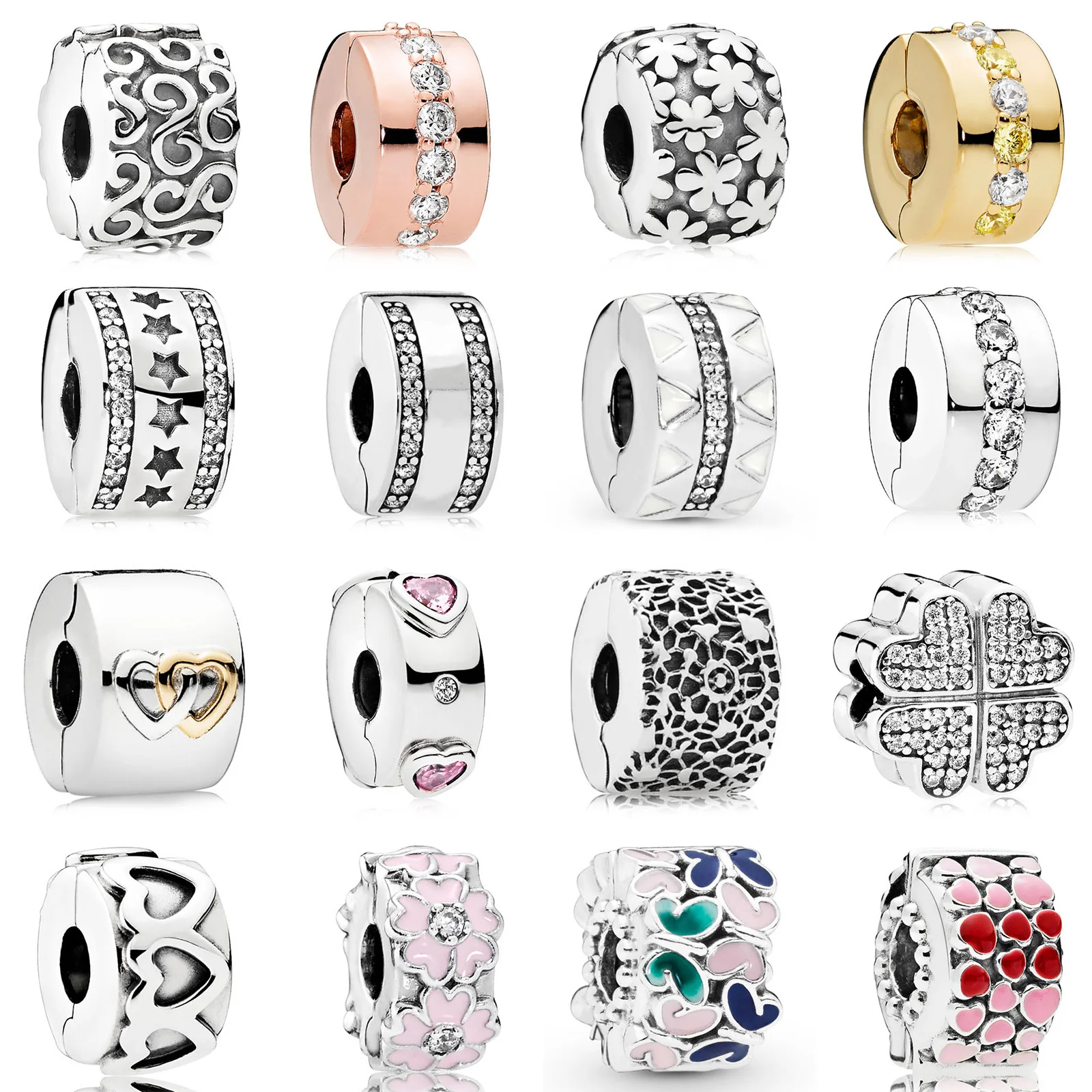 

Decorative Pattern Round Shape Pink Flower 925 Sterling Silver Bead For Women Pandora Charms Silver 925 Original Bracelet DIY