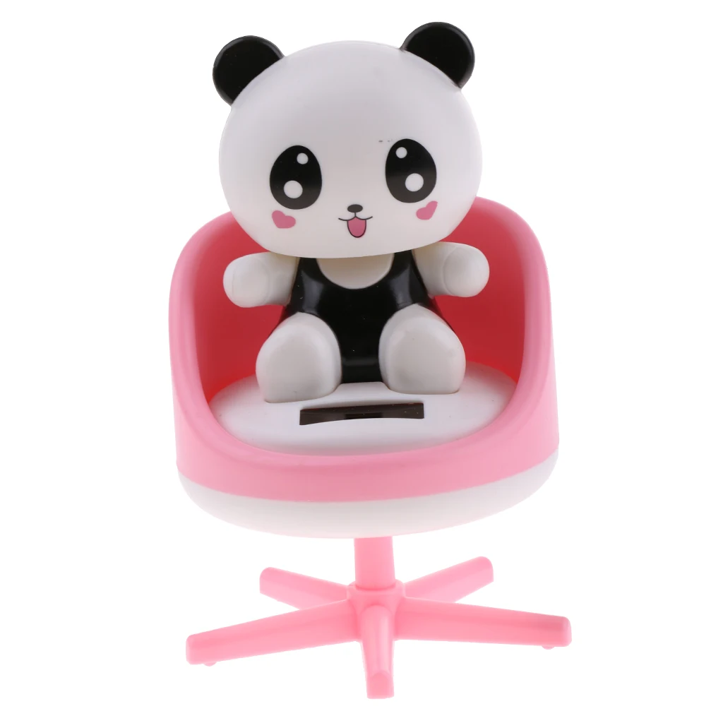 Adorable Plastic Solar Powered Toys Noding Head Figurine Model Home Car Ornament Panda Novelty Gag Toys for Kids Birthday Gift