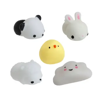

1PC Cute Animal Squeeze Healing Toy Cartoon Rabbit Sheep Chicken Cloud Penda Kawaii Collection Stress Reliever Soft Silicone