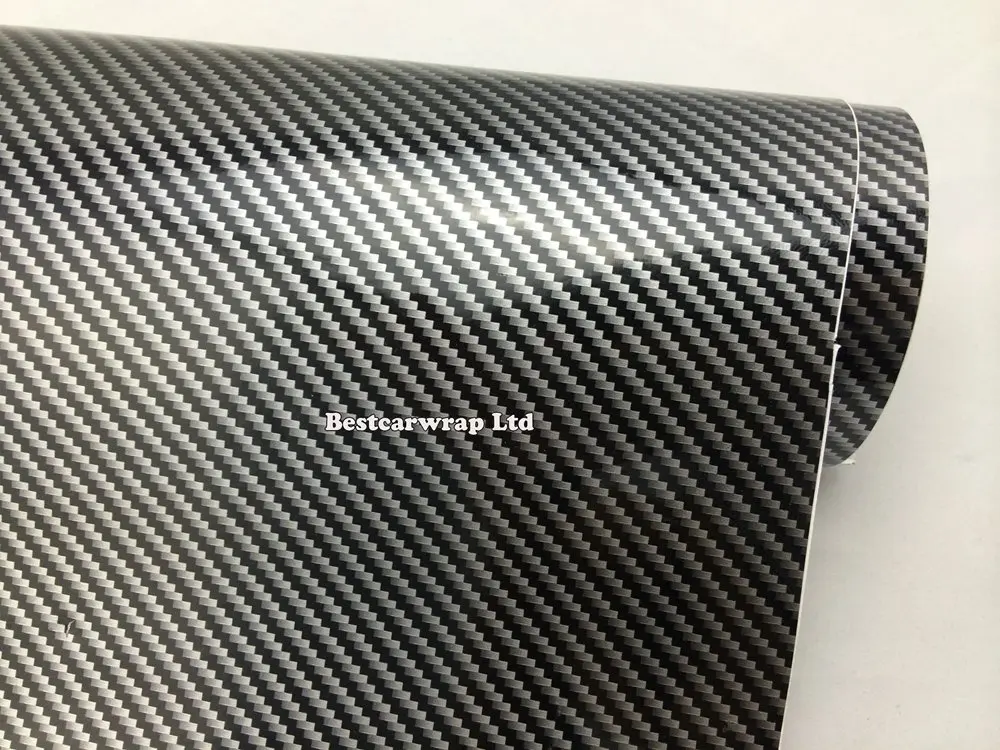 2D silver black glossy carbon fiber vinyl car wrap film with real carbon fibre glossy film 5D carbon wrap bubble Fre (2)