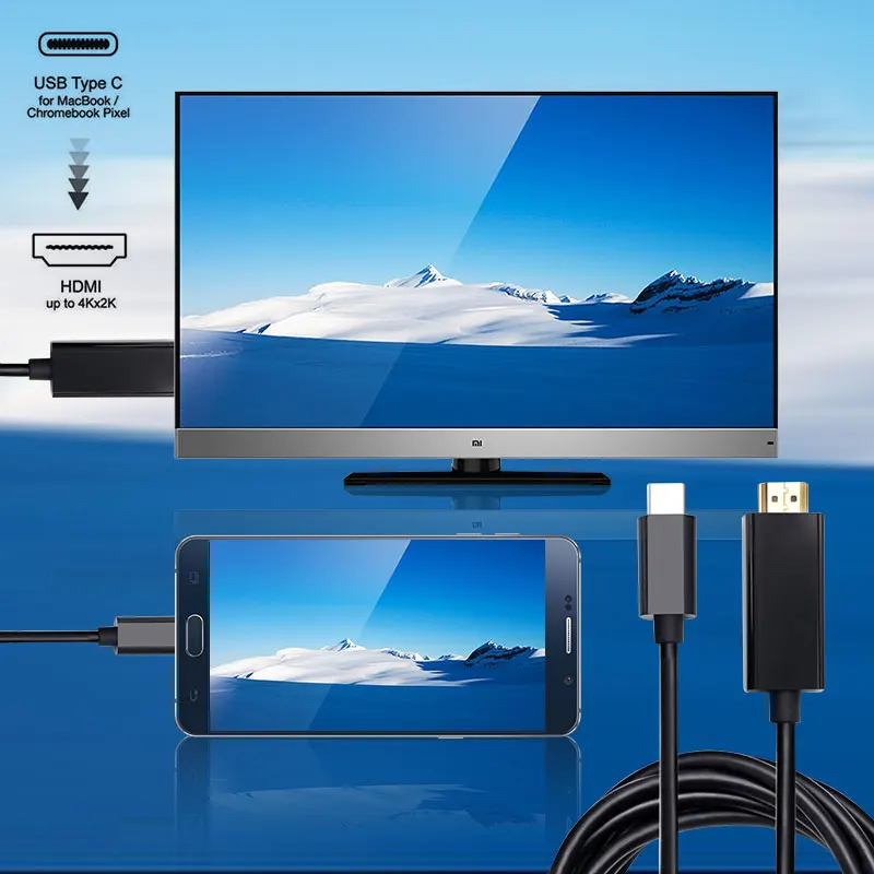 

Type C USB 3.1 To HDMI 4k 2k HDTV Cable USB-C Male Charging Cable Adapter For Galaxy S8 S8+ Plus Cell Phone