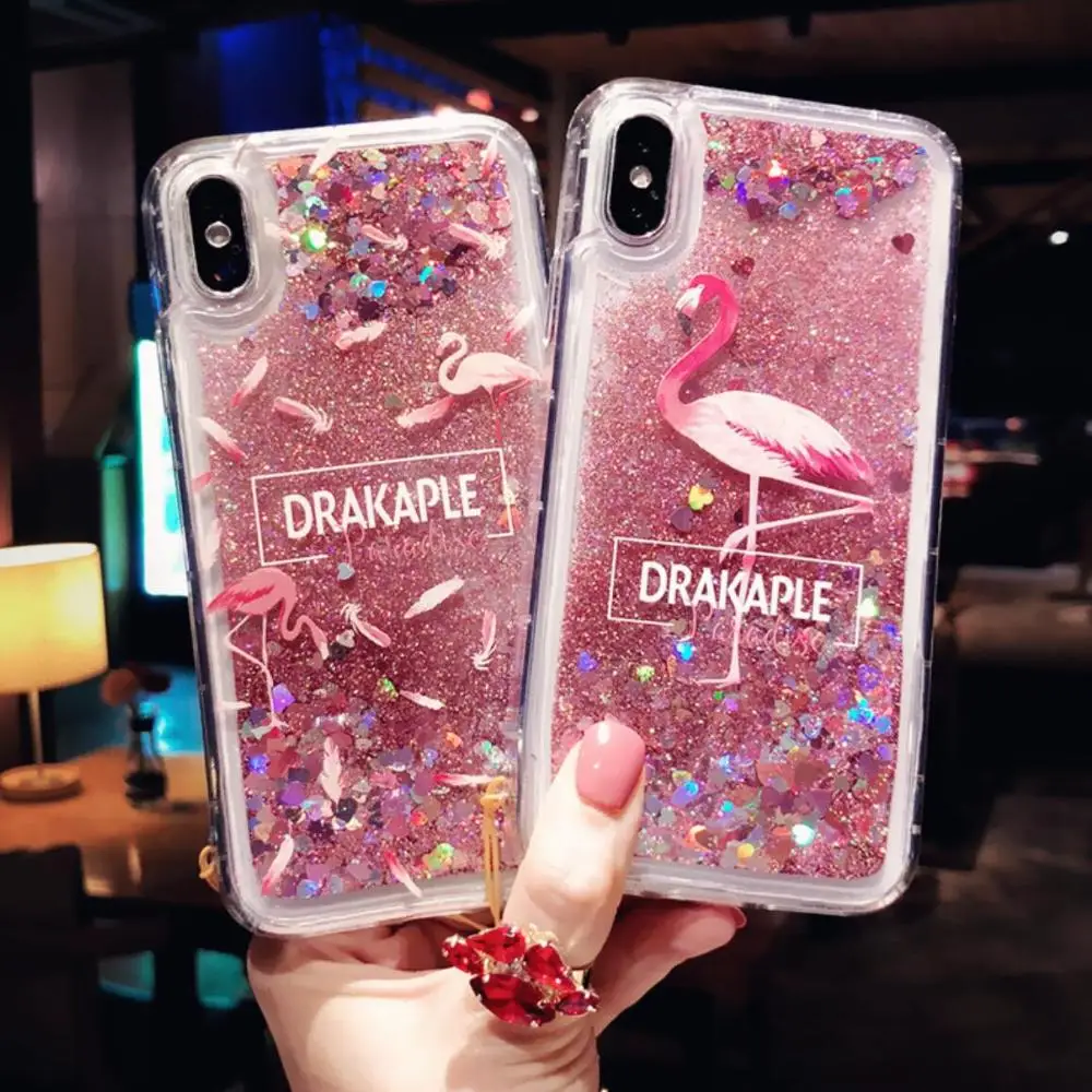 

Quicksand powder Flamingo Peach blossom Phone Case For Redmi note 7 4X 4A Note 5A prime 5plus Note 4 4X Bling Sequins