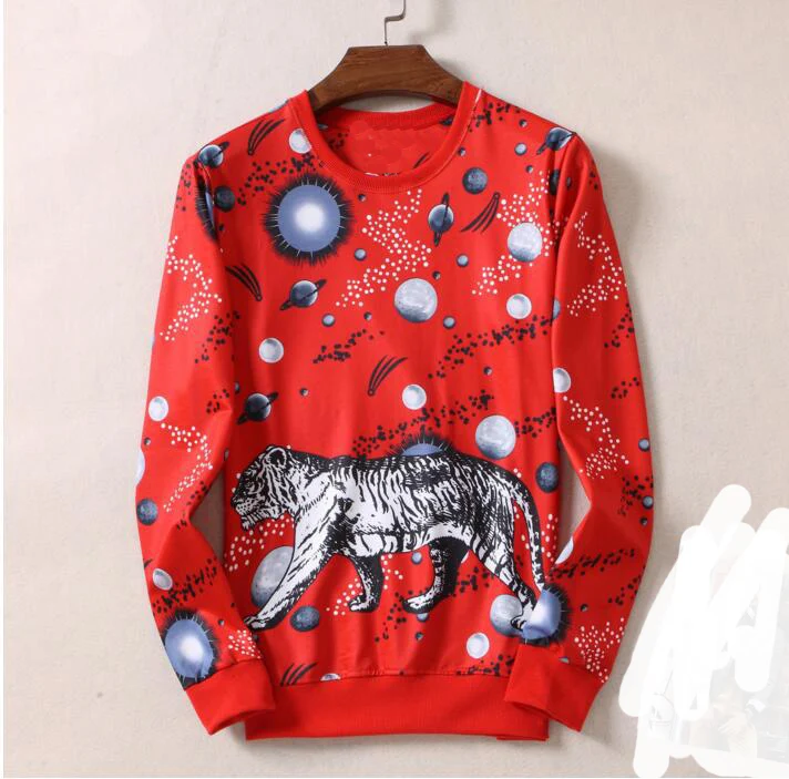 

New 19 luxury Men gentleman Space tiger Hoodies Hoody hooded Sweatshirts velvet Cotton Drake Thicken Fleece Street M-XXXL #E186