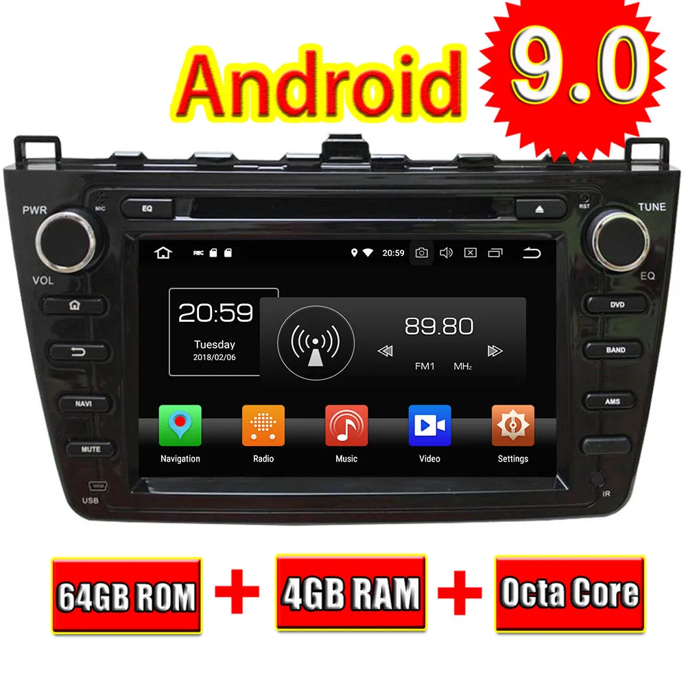  TOPNAVI Octa Core Android 9.0 Car GPS For MAZDA 6 Mazda 6 Ruiyi Ultra 2008 2009 2010 2011 2012 DVD 