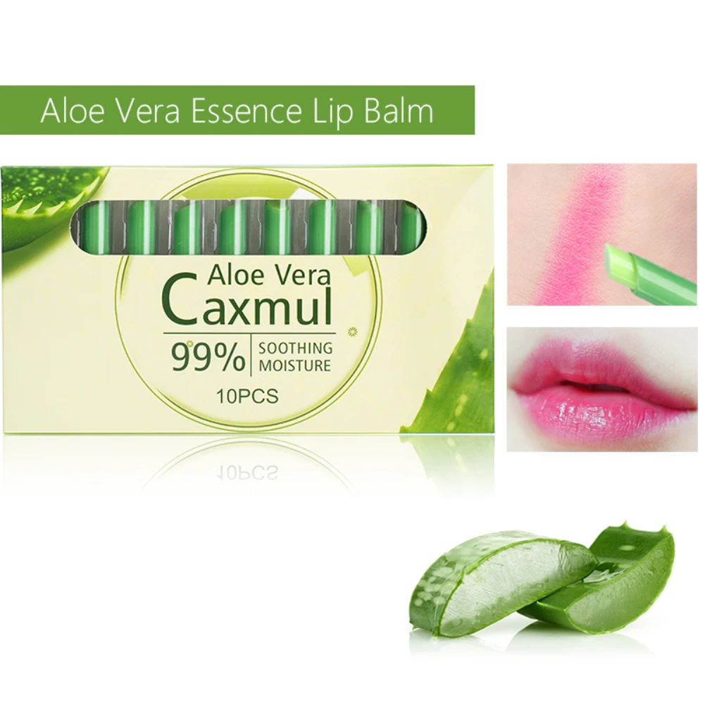 10 шт. чистый натуральный растительный экстракт алоэ бальзам для губ питательный, для макияжа и прочного увлажняющего эффекта, Цвет меняется с температурой губная помада TSLM2