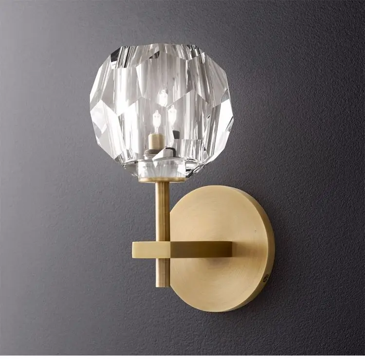 送料無料・選べる4個セット Clear Crystal Ball Wall Lamp, Siljoy Modern Wall Mounted  Light Antique Brass Wall Sconce Lighting Fixture for Living Room Bedroom  Hallway (1-Light