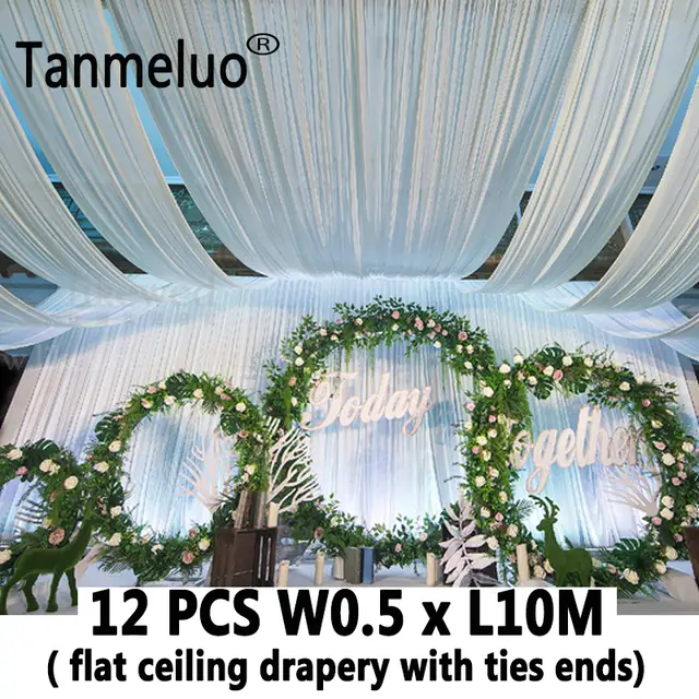 Online Shop 12pcs White Luxury Wedding Roof Drape Fabric Canopy