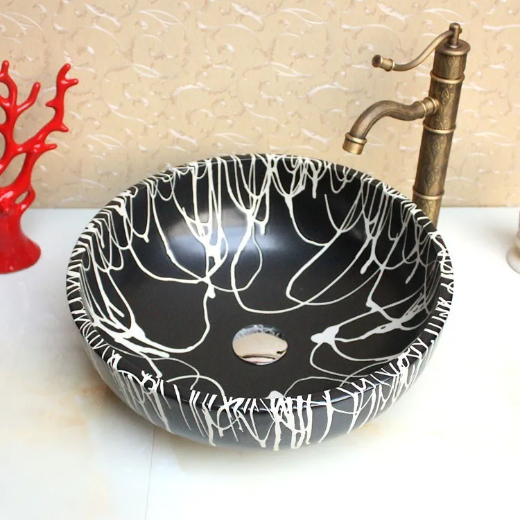 Europe Vintage Style Ceramic Art Basin Sinks Counter Top Wash Basin