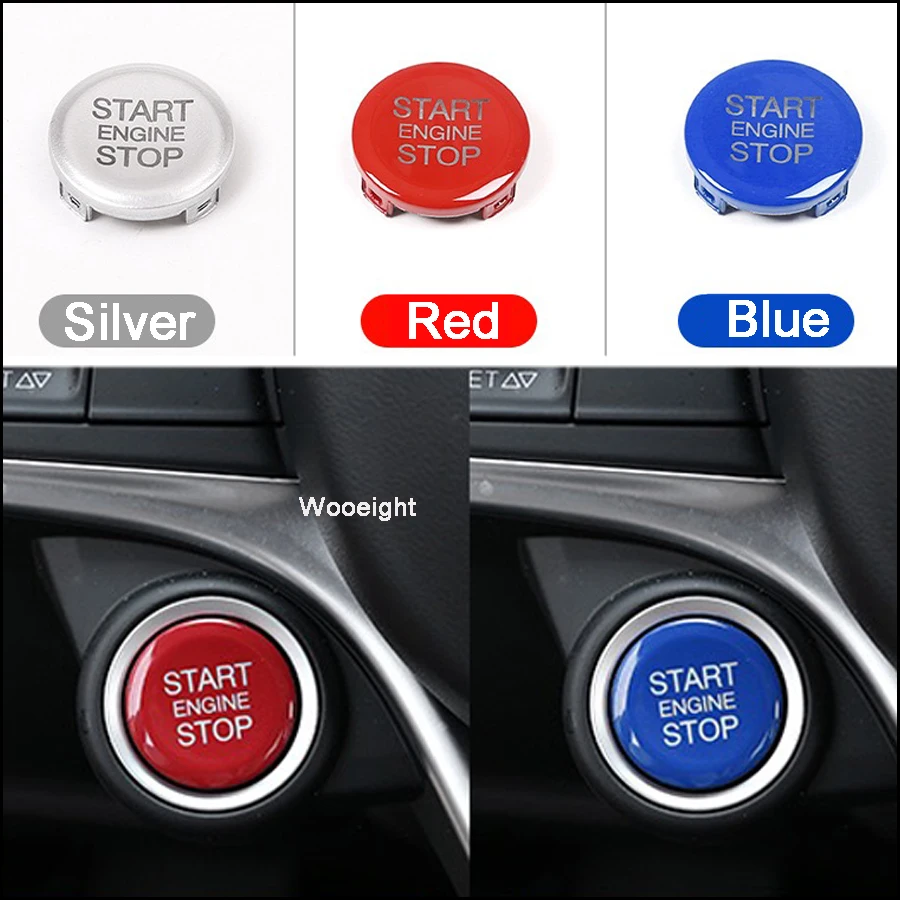 Wooeight ABS Silver Blue Red Interior Start Engine Stop Cover Styling for Alfa Romeo Giulia Stelvio 2017 2018 Car Accessories (12)