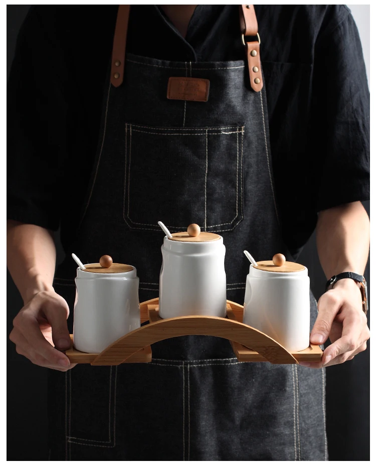 Арочный мост дизайн сахарница домашняя кухня керамическая соль приправа горшок банки с ложками