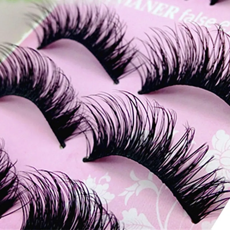 

5 Pairs Natural Eye Lashes Makeup Handmade Thick Fake Cross Make Up Beauty False Eyelashes WD