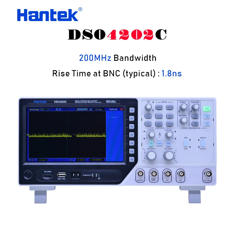 Hantek 2CH цифровой осциллограф 70-200 МГц произвольный/функциональный генератор сигналов синхронизация сигнала 1GS/s DSO4000C - Цвет: DSO4202C
