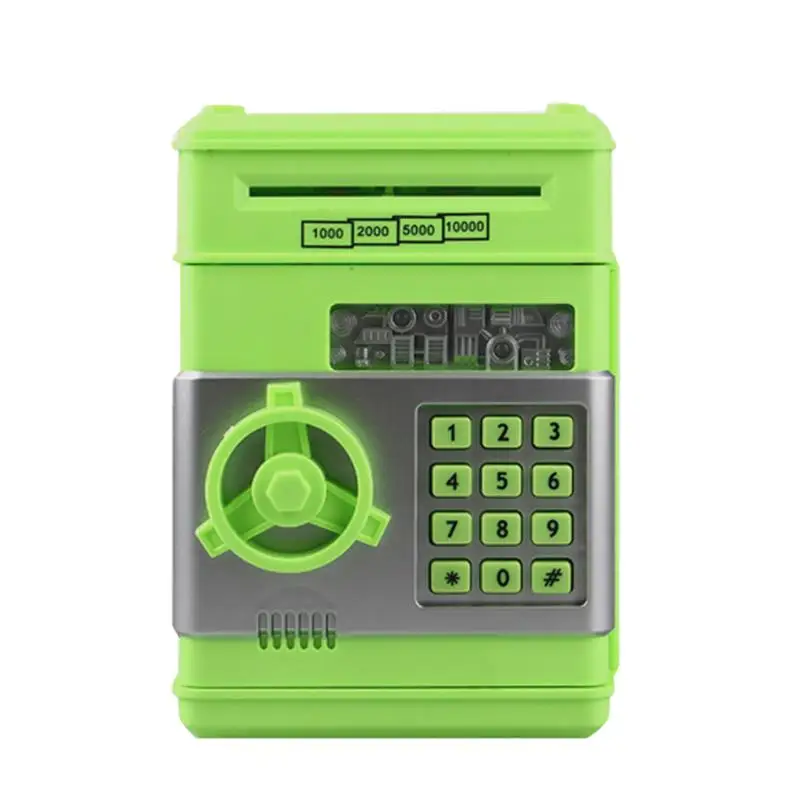 Детский Банк сбережений денег депозит коробка умный голос Мини Сейф и монета хранилище для детей с пропуском кода подарочная коробка - Цвет: Light Green