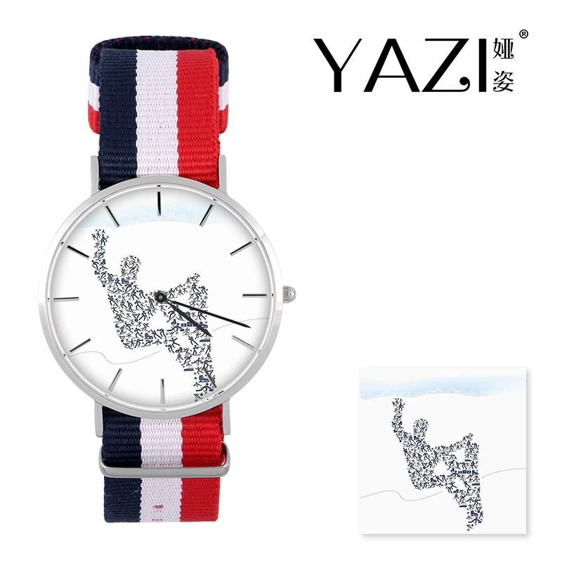 

YAZI Unique Wrist Watch Skateboarder Quartz Watch Nylon Band Stainless Steel Case Waterproof Watches Memory Gift For Friend
