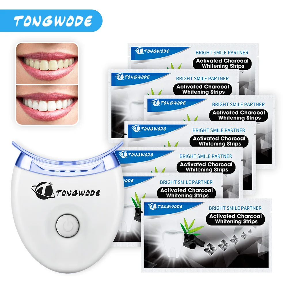 7 Pairs Natural Charcoal Coconut Teeth Whitening Strip Plus Tooth