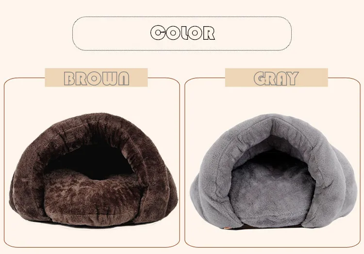 Washable Thermal Fleece Cat Sleeping Bag PP Cotton Padding Soft Pet Beds Security Sense for Pets 2 Colors (7)