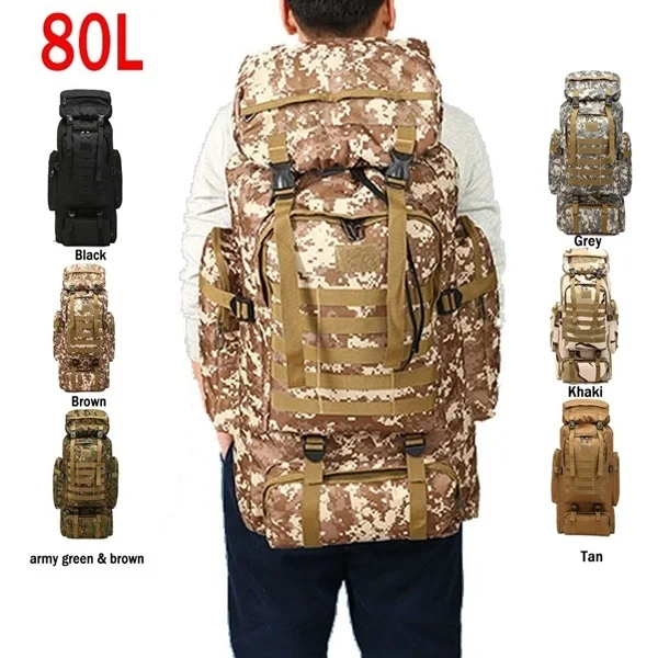 

80L Camouflage Backpack Military Army Rucksack Tactical Backpacks Travel Backpack for Hiking Climbing Cycling Outdoor