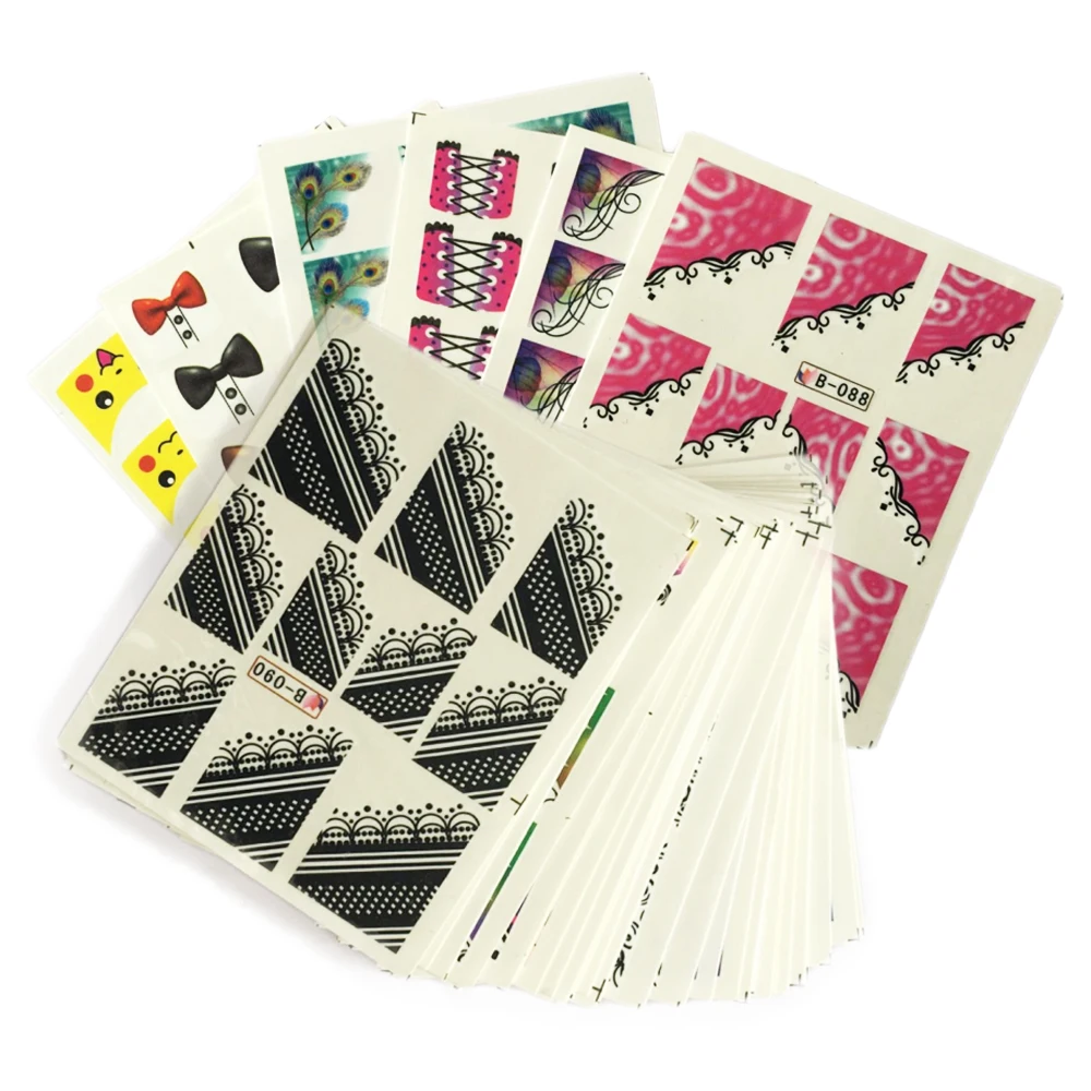 

50Sheets French Nail Stickers Nail Art Water Transfer Stickers Beauty Foil Wraps Mixed Decals Manicure Decor Tools LAXF1299-1331