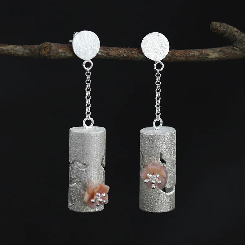 

CMAJOR Original 925 Sterling Silver Satin Trunk Wandering Shell Flower Stud Earrings Women Girls Handmade Fine Jewelry Wholesale