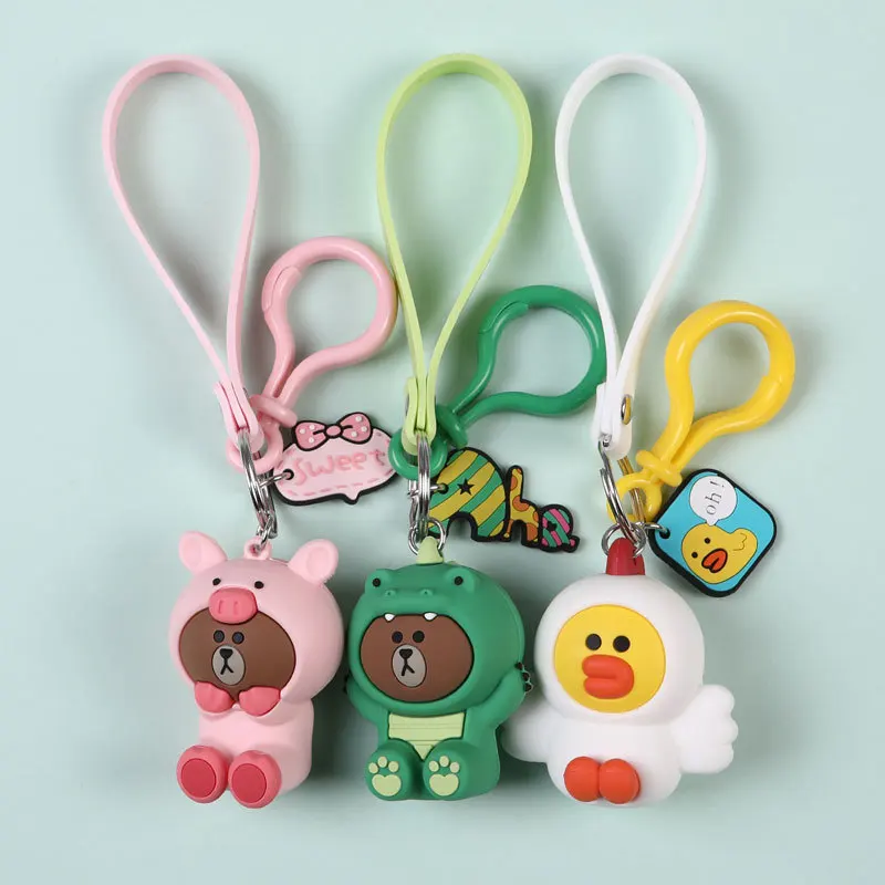 

Cute Cartoon Brown Bear Sally Chicken Doll Keychain Fashion Cosplay Keyring Charms for Women Bag Pendant Car Key Accessories
