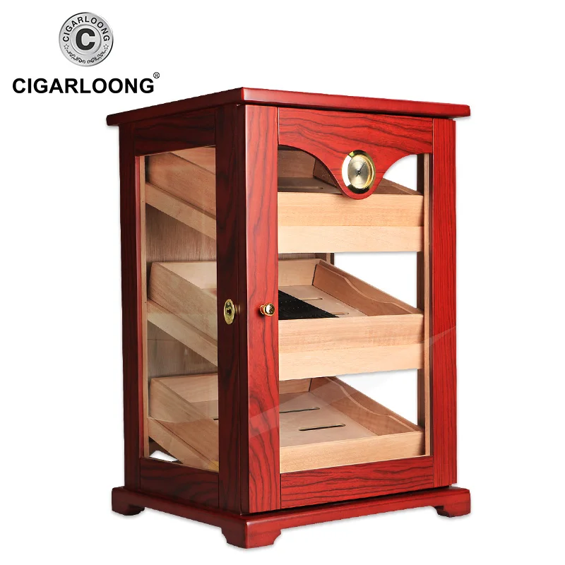 CIGARLOONG Cigar Case Wooden Display box Cigar cabinet With handle cigar humidifier HH-1012