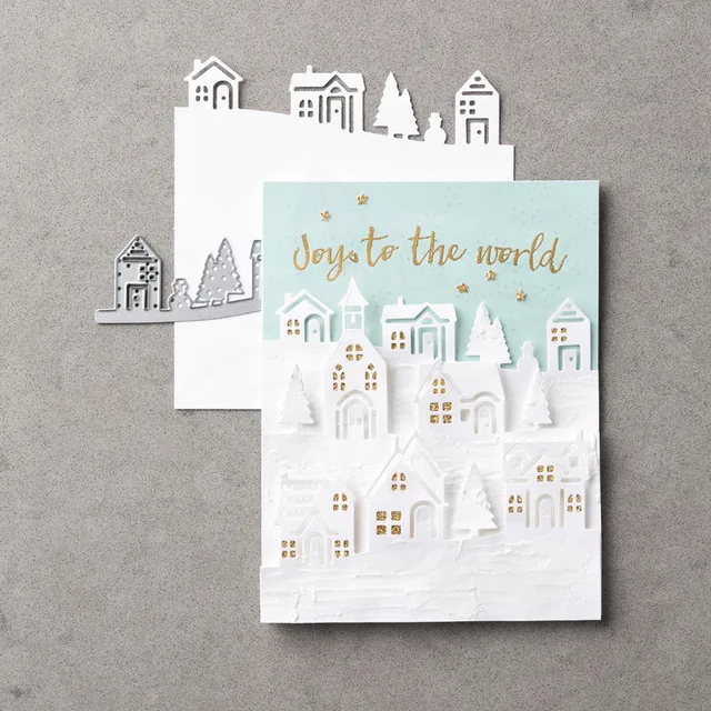

Adv-one METAL Cut House Village 200*82MM CUTTING DIES Scrapbooking envelope paper craft Blade frame Background embossing Die