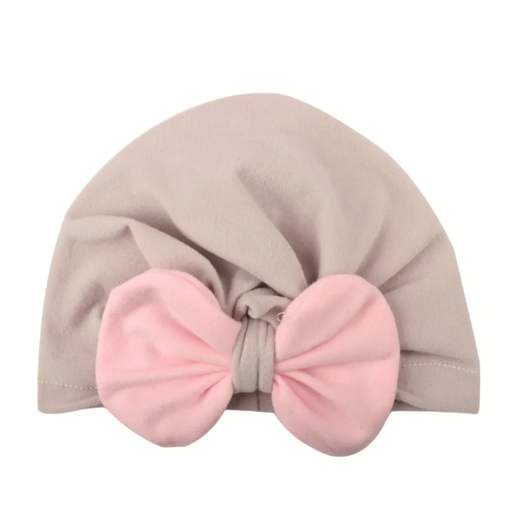 

TELOTUNY Toddler Kids Girl hat cute bow-knot turban soft cotton sleep hat Infant Winter Warm Crochet Knit Hat Beanie Cap X0510