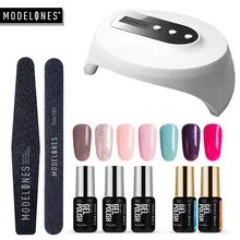 Modelones 8 шт./лот 36 Вт Z10 Светодиодная лампа для ногтей гель маникюрный набор инструментов USB кабель УФ лампа Сушилка для ногтей 3 цвета Гибридный гель для ногтей набор файлов