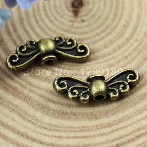 

50pcs/lot Metal Zinc Alloy Bronze Tone wing Beads For Necklace DIY Jewelry Making Accessories 14x5mm Hole:1.5mm (K01794)