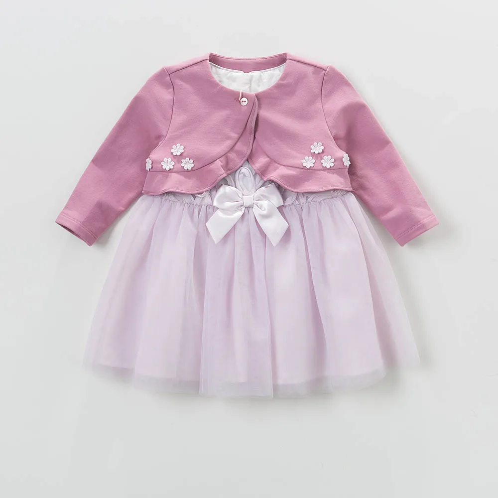 DB5142 dave bella/весеннее платье принцессы для маленьких девочек детское сиреневое Эксклюзивное платье комплект из 2 предметов, платье с шалью