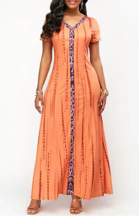 Новое поступление летнее элегантное модное Стильное женское длинное платье с v-образным вырезом обычного размера плюс S-5XL - Цвет: Бежевый